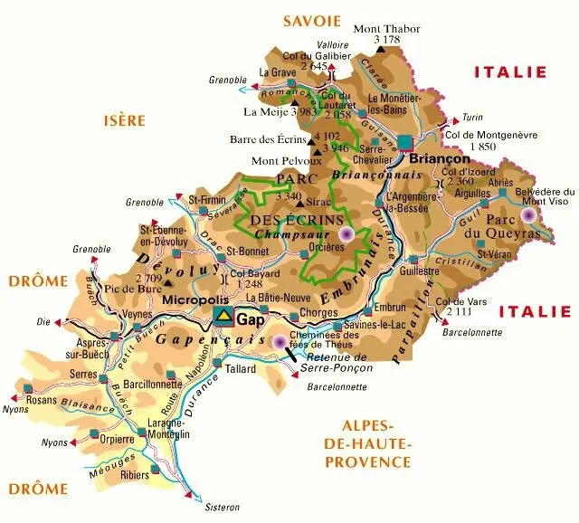 Carte des Hautes Alpes